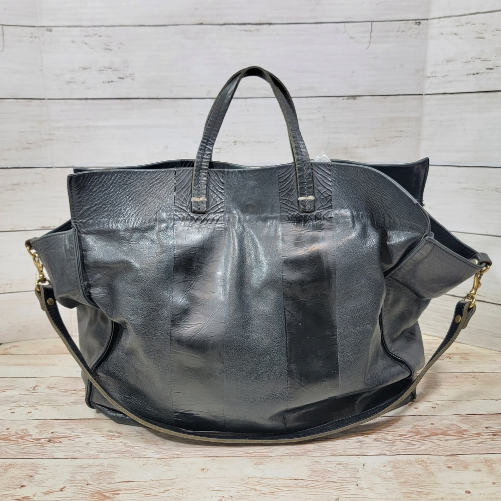 Clare V Black Leather Tote